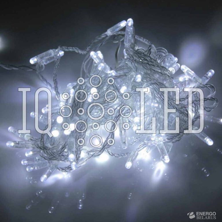 Гирлянда с FLASH мерцанием 10M, 240V, белая / белый FLASH на прозрачном проводе соединяемая (без силового шнура) (с колпачком)