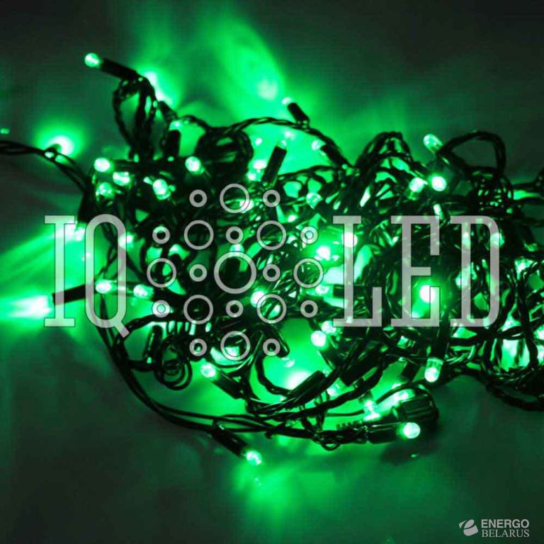 Гирлянда постоянного свечения 10M, 24V, зеленая / черный провод, соединяемая (без шнура) (с колпачком) (новый коннектор)