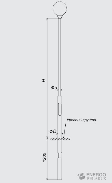 Опора металлическая торшерная трубчатая прямостоечная ОМТ-22-1-5,5