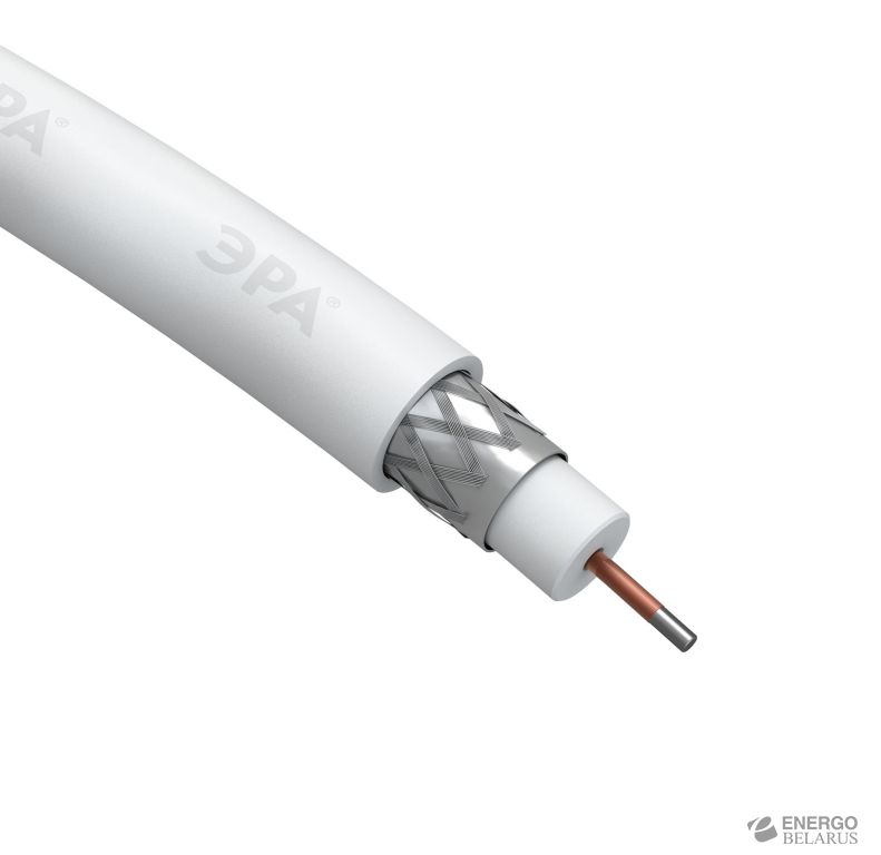 ЭРА Кабель коаксиальный RG-6U, 75 Ом, CCS/(оплётка Al 64%), PVC, цвет белый, бухта 100 м, SIMPLE (4/