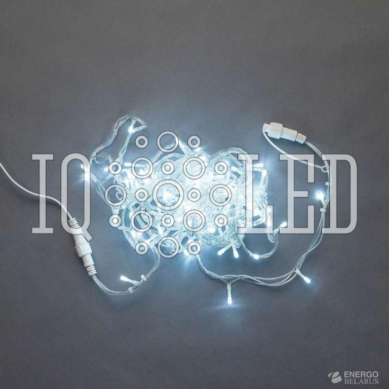 Гирлянда постоянного свечения 10M, 24V, белая / прозрачный провод, соединяемая (без силового шнура)