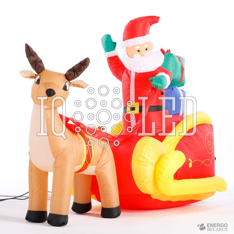 Фигура 3D надувная «Дед Мороз с оленем»