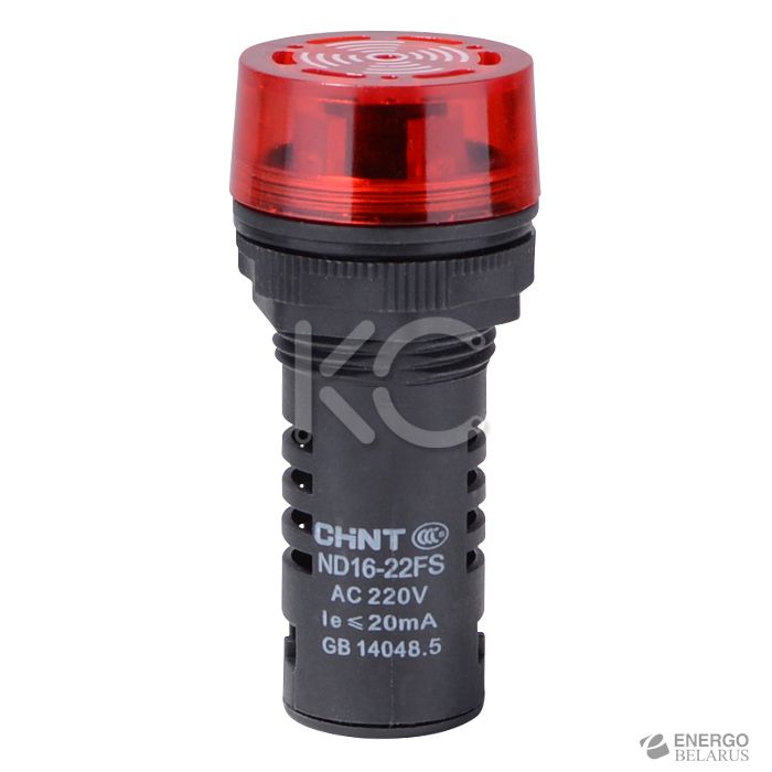 Сигнализатор звуковой ND16-22FS d22 мм красный LED АС220В (R) (CHINT)