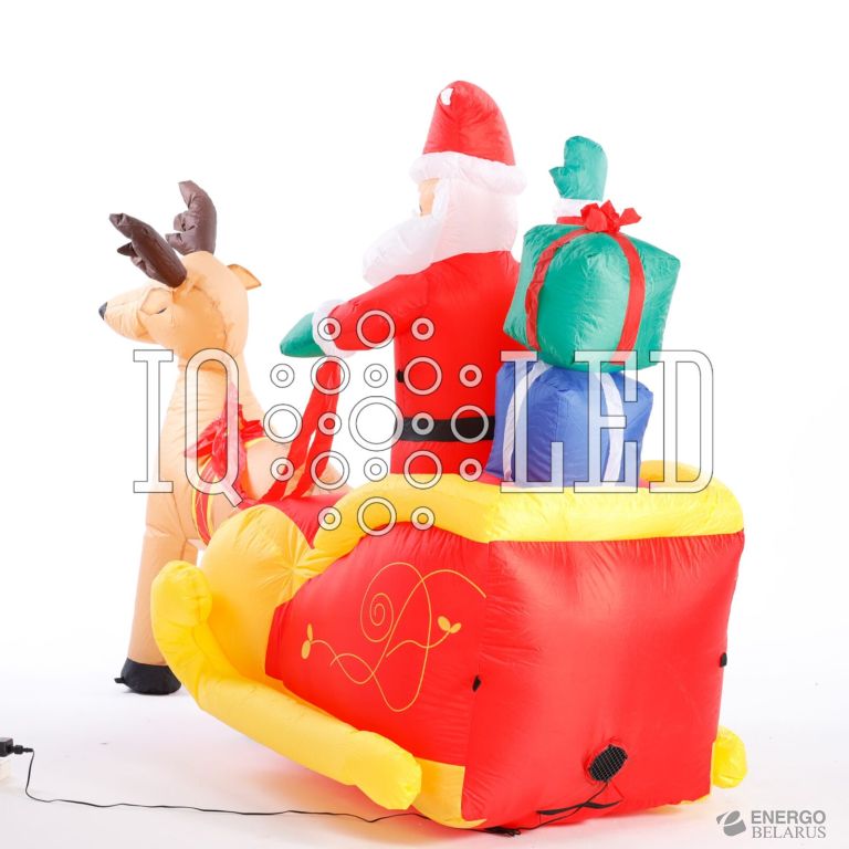 Фигура 3D надувная «Дед Мороз с оленем»