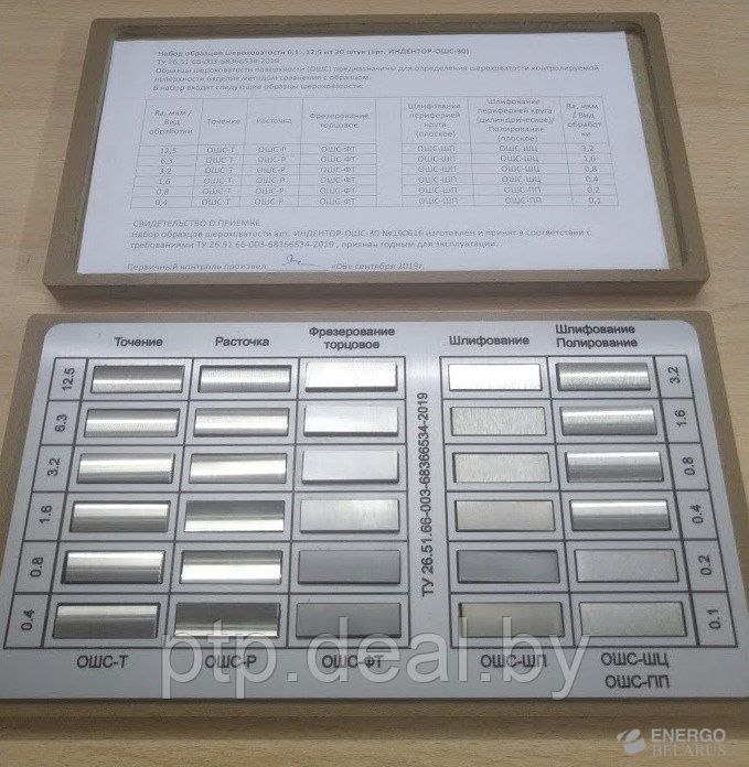 Набор образцов шероховатости из 30 шт.  ИНДЕНТОР-ОШС-30