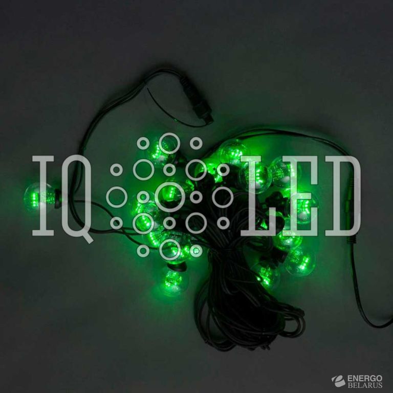 Гирлянда 50CM, 10M, 240V, белт-лайт с лампами, зелёный/черный провод