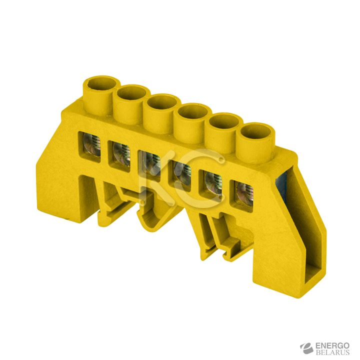 Шина N нулевая в изоляторе на DIN-рейку (из.желтый) 6х9мм 6 групп-КС