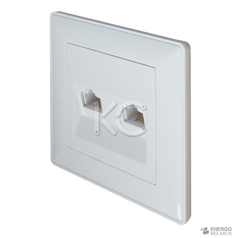 Розетка RJ-45 2-местная СП белая Дабрабыт КС
