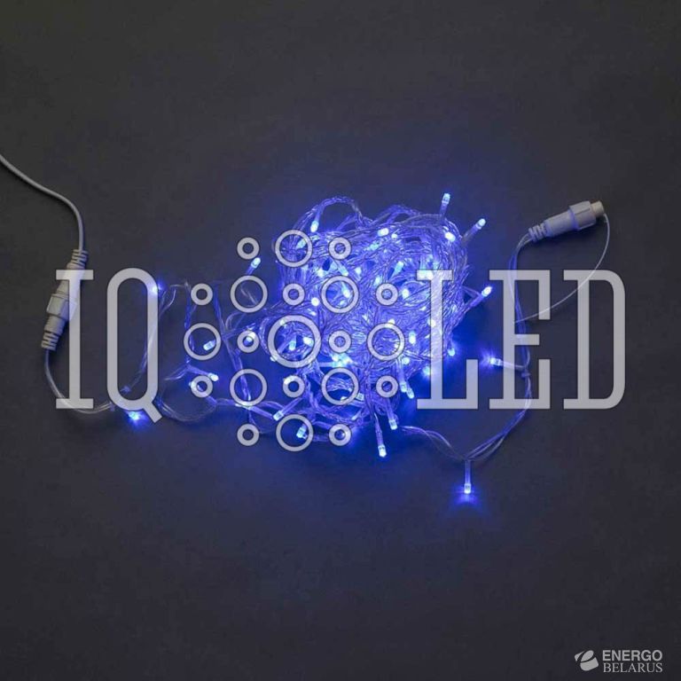 Гирлянда с FLASH мерцанием 10M, 240V, синяя / прозрачный провод / синий FLASH соединяемая