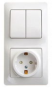 Розетка + 2-клавишный выключатель Schneider Electric Glossa GSL000174 Белый