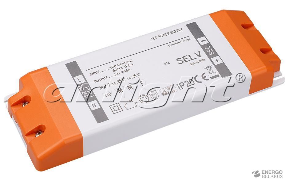 Блок питания ARV-SL12060 (12V, 5A, 60W, PFC)
