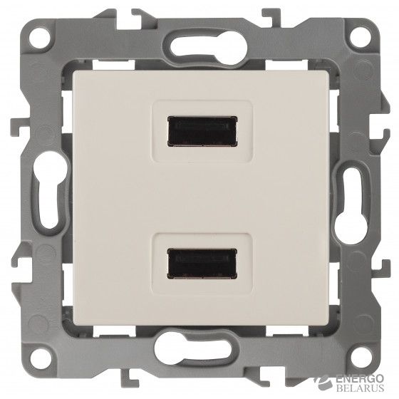 12-4110-02 ЭРА Устройство зарядное USB, 230В/5В-2100мА, IP20, Эра12, слоновая кость