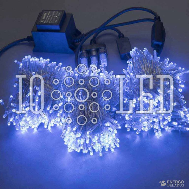 Спайдер лучевой гирлянда 24В, Синий 20M*3 прозрачный пр. (Flash через каждые 7 светодиодов)