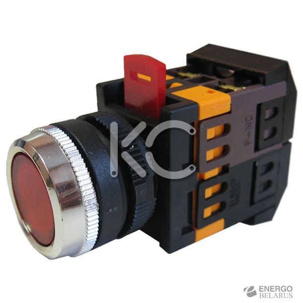 Кнопка ABLFS-22 красный d22 неон/240B 1з+1р ИЭК