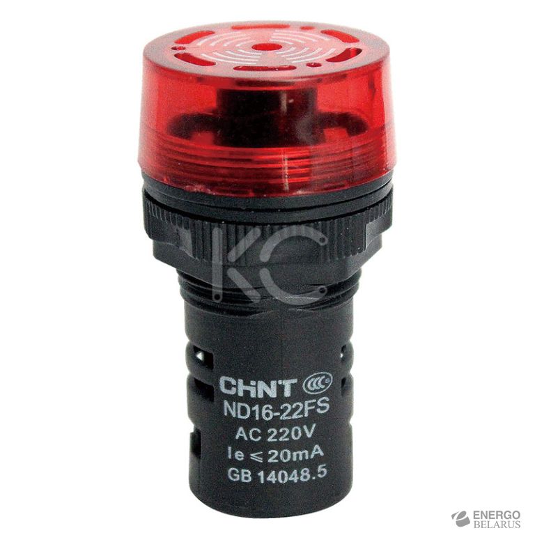 Сигнализатор звуковой ND16-22FS d22 мм красный LED АС220В (R) (CHINT)