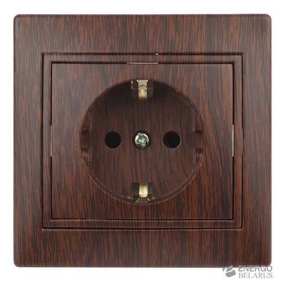 1-202-10 Intro Розетка 2P+E Schuko, 16А-250В, IP20, СУ, Plano, венге