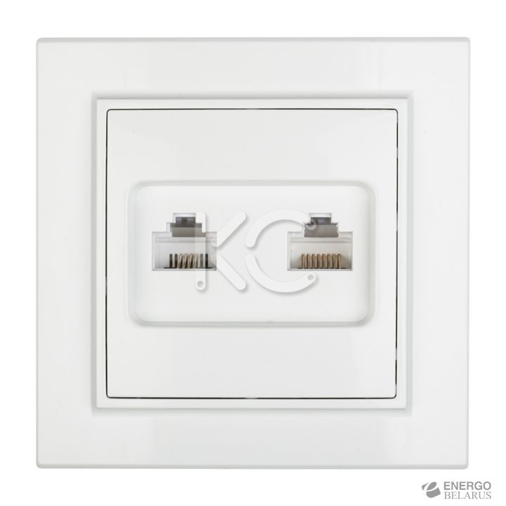 Розетка RJ-45+Phone Минск СП белая EKF Basic