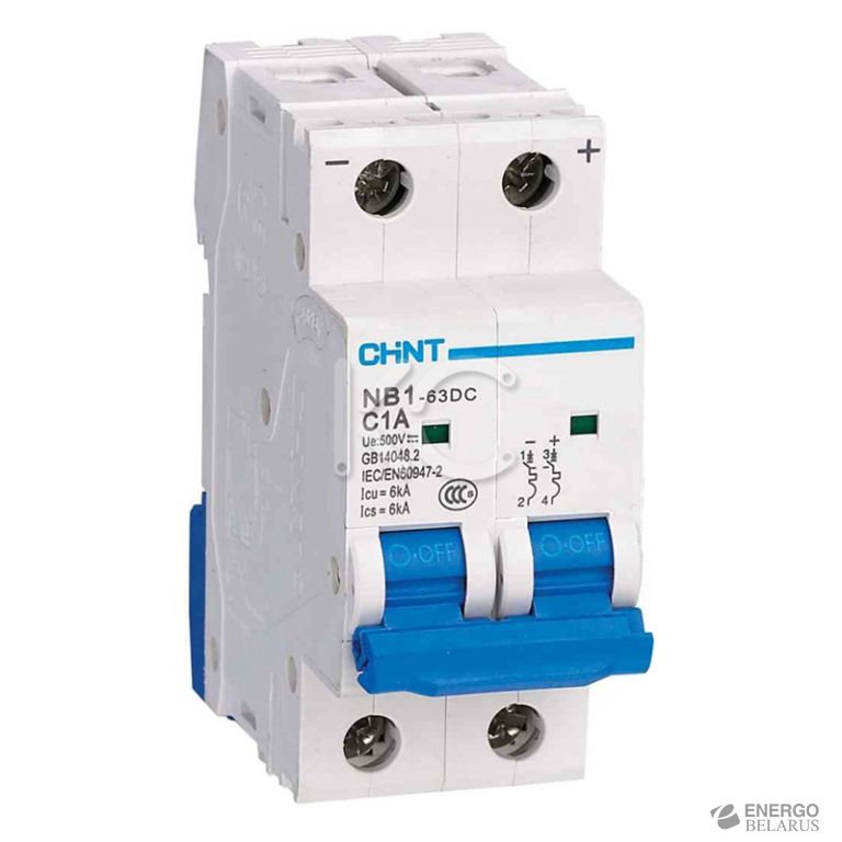 Автоматический выключатель NB1-63DC 2P 32A 6кА х-ка C 500В DC (R) (CHINT)