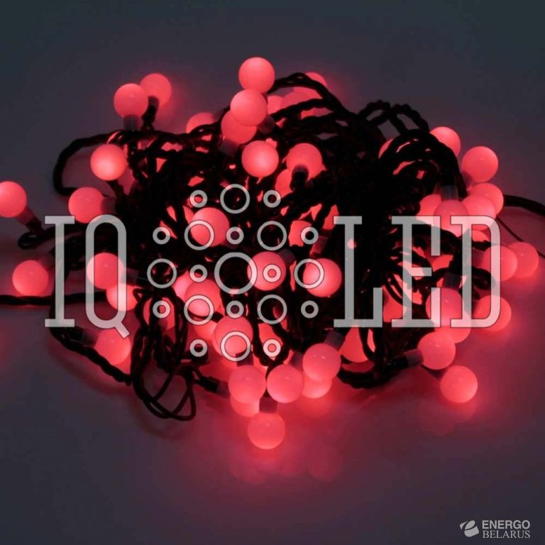 Гирлянда постоянного свечения 15M, 25MM, 240V, красная / черный провод, соединяемая (без силового шнура) шарик D25