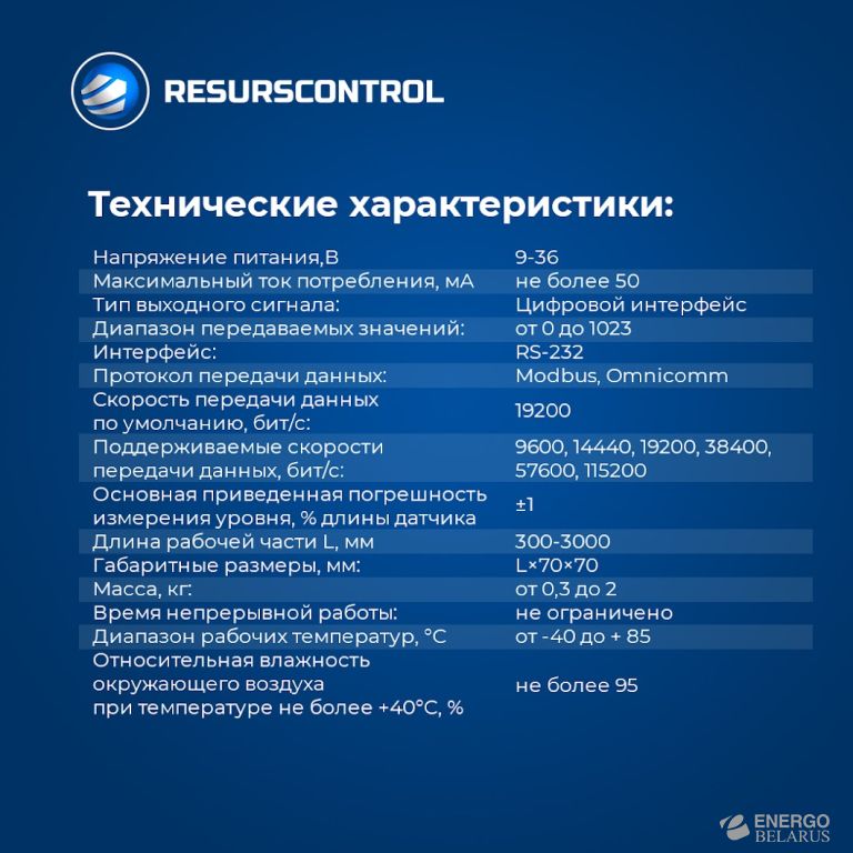 Датчик уровня топлива TITAN RS232 (цифровой, с монтажным комплектом)