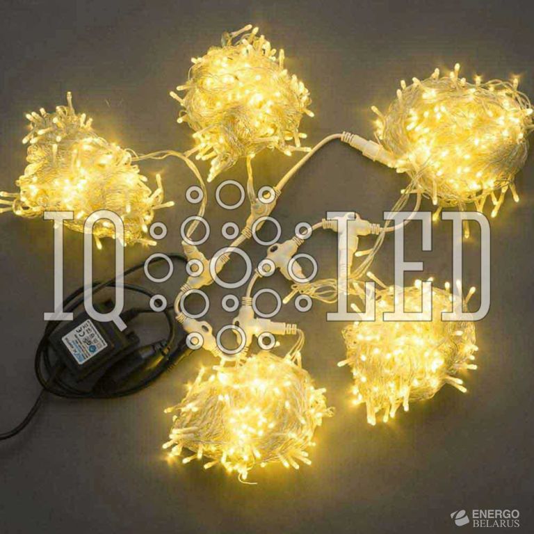 Спайдер лучевой гирлянда 24В, 20M*5 L 5 нит. белый теплый на прозрачном проводе 230V, 60W трансф.