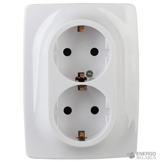 12-2116-01 ЭРА Розетка 2X2P+E Schuko, 16A-250В, IP20, винт, Эра12, белый